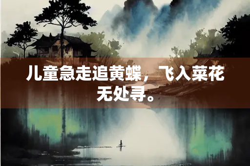 儿童急走追黄蝶，飞入菜花无处寻。