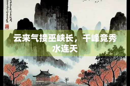 云来气接巫峡长，千峰竞秀水连天