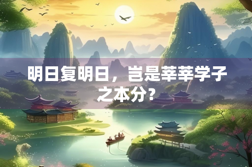 明日复明日，岂是莘莘学子之本分？
