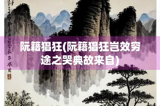 阮籍猖狂(阮籍猖狂岂效穷途之哭典故来自)