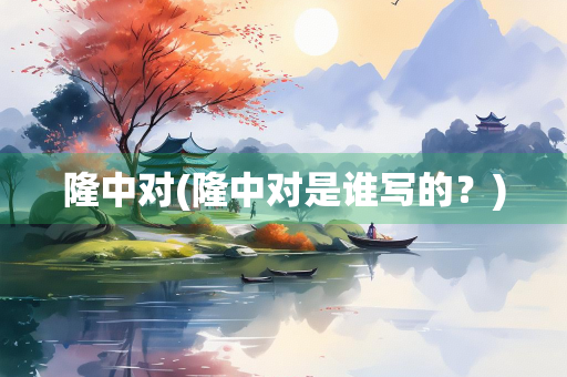 隆中对(隆中对是谁写的？)
