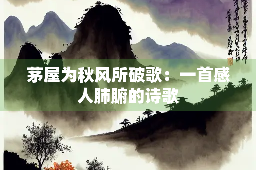 茅屋为秋风所破歌：一首感人肺腑的诗歌