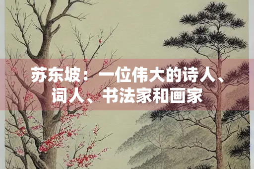 苏东坡：一位伟大的诗人、词人、书法家和画家
