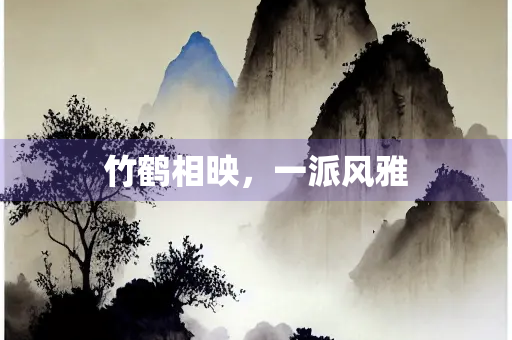 竹鹤相映，一派风雅