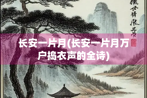 长安一片月(长安一片月万户捣衣声的全诗)