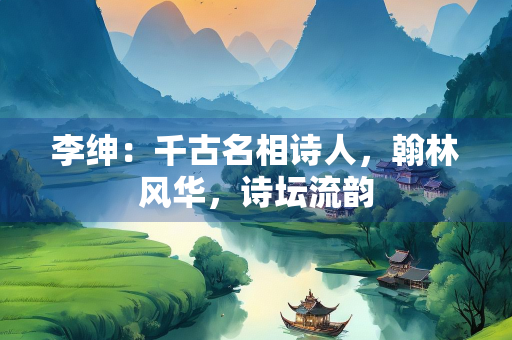 李绅：千古名相诗人，翰林风华，诗坛流韵