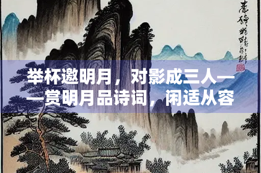 举杯邀明月，对影成三人——赏明月品诗词，闲适从容处安宁