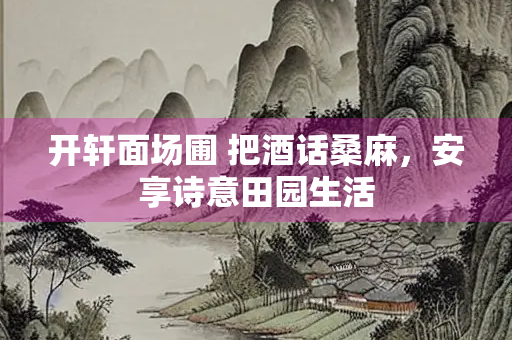 开轩面场圃 把酒话桑麻，安享诗意田园生活