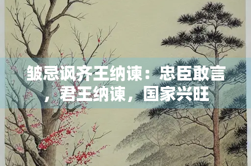 皱忌讽齐王纳谏：忠臣敢言，君王纳谏，国家兴旺