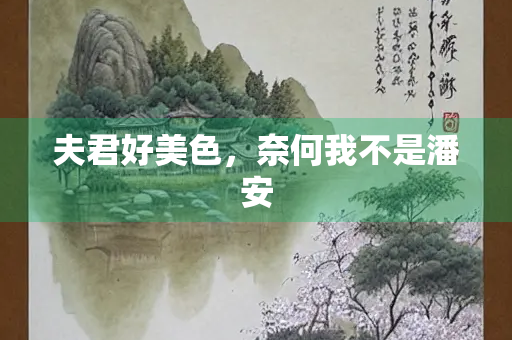 夫君好美色，奈何我不是潘安