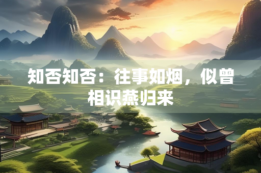知否知否：往事如烟，似曾相识燕归来