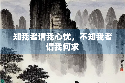 知我者谓我心忧，不知我者谓我何求