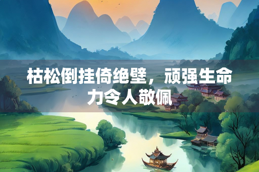 枯松倒挂倚绝壁，顽强生命力令人敬佩