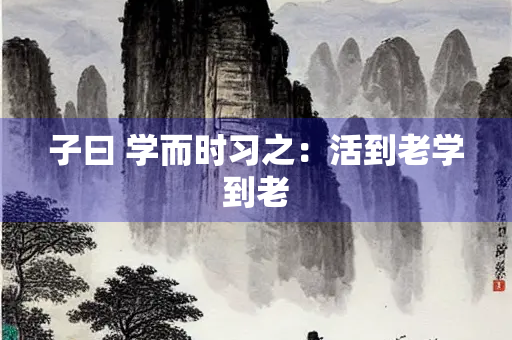 子曰 学而时习之：活到老学到老