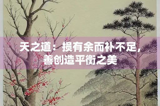 天之道：损有余而补不足，善创造平衡之美