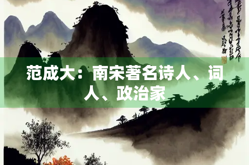 范成大：南宋著名诗人、词人、政治家
