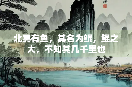 北冥有鱼，其名为鲲，鲲之大，不知其几千里也