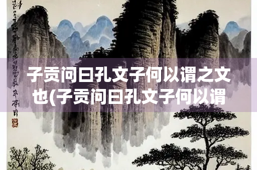 子贡问曰孔文子何以谓之文也(子贡问曰孔文子何以谓之文也子曰敏而好学)
