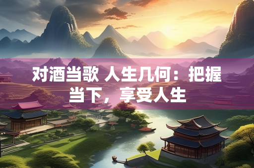 对酒当歌 人生几何：把握当下，享受人生