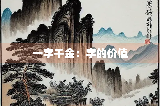 一字千金：字的价值