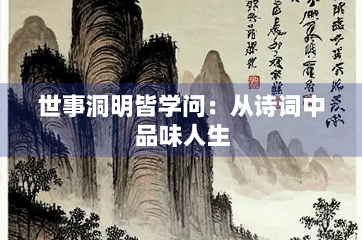 世事洞明皆学问：从诗词中品味人生