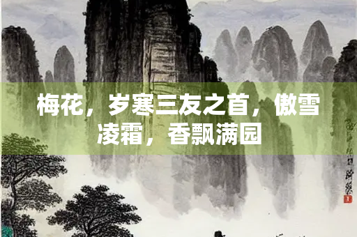 梅花，岁寒三友之首，傲雪凌霜，香飘满园