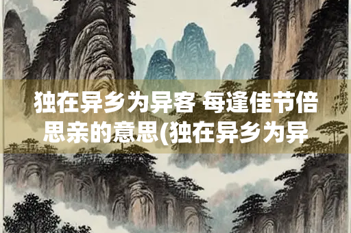独在异乡为异客 每逢佳节倍思亲的意思(独在异乡为异客每逢佳节倍思亲的意思翻译)
