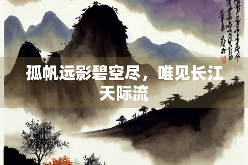 孤帆远影碧空尽，唯见长江天际流