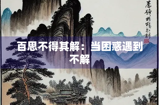 百思不得其解：当困惑遇到不解