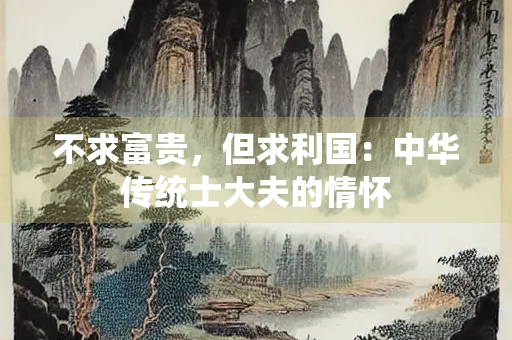 不求富贵，但求利国：中华传统士大夫的情怀