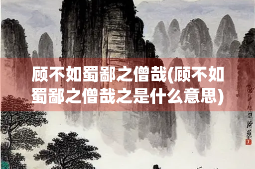 顾不如蜀鄙之僧哉(顾不如蜀鄙之僧哉之是什么意思)