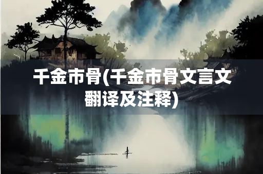 千金市骨(千金市骨文言文翻译及注释)