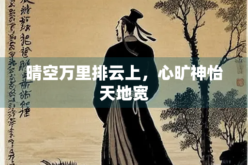 晴空万里排云上，心旷神怡天地宽