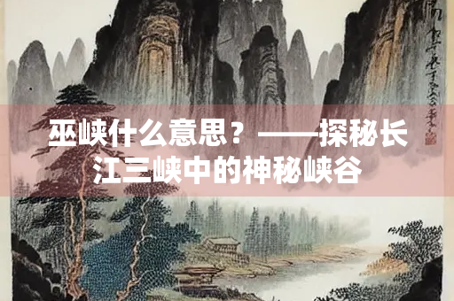 巫峡什么意思？——探秘长江三峡中的神秘峡谷
