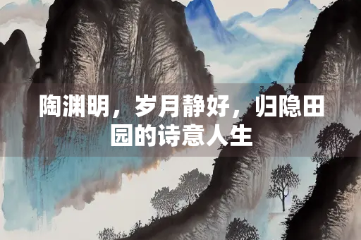 陶渊明，岁月静好，归隐田园的诗意人生