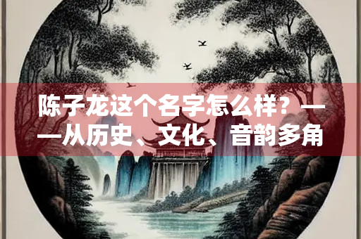陈子龙这个名字怎么样？——从历史、文化、音韵多角度解析
