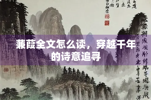 蒹葭全文怎么读，穿越千年的诗意追寻