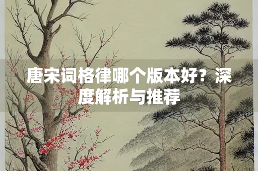 唐宋词格律哪个版本好？深度解析与推荐