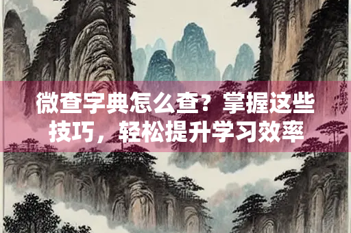 微查字典怎么查？掌握这些技巧，轻松提升学习效率