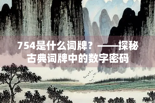 754是什么词牌？——探秘古典词牌中的数字密码