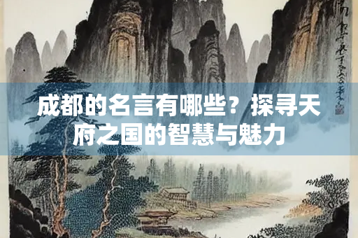 成都的名言有哪些？探寻天府之国的智慧与魅力