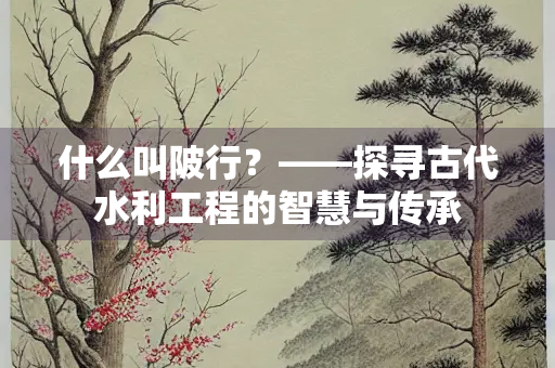 什么叫陂行？——探寻古代水利工程的智慧与传承