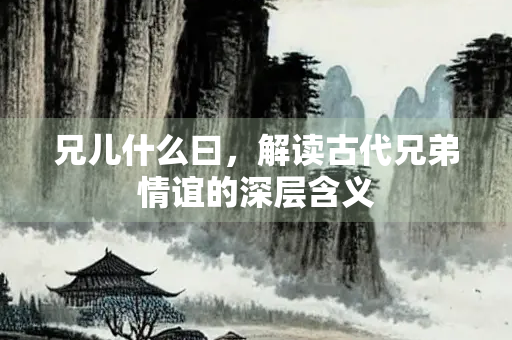 兄儿什么曰，解读古代兄弟情谊的深层含义