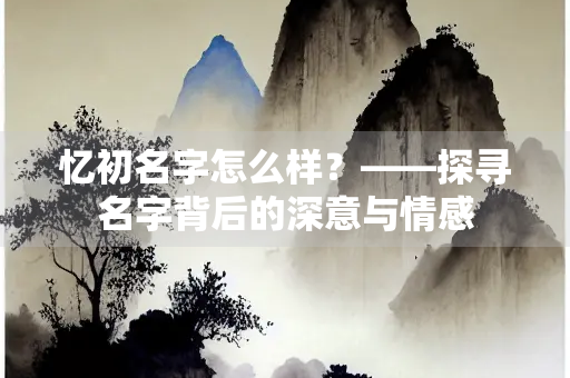 忆初名字怎么样？——探寻名字背后的深意与情感