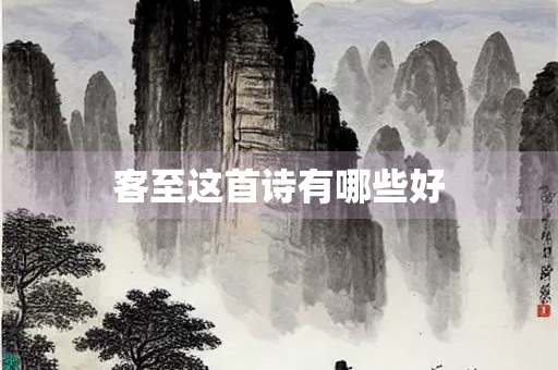 客至这首诗有哪些好