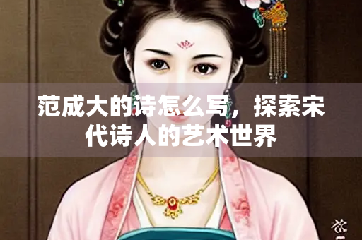 范成大的诗怎么写，探索宋代诗人的艺术世界