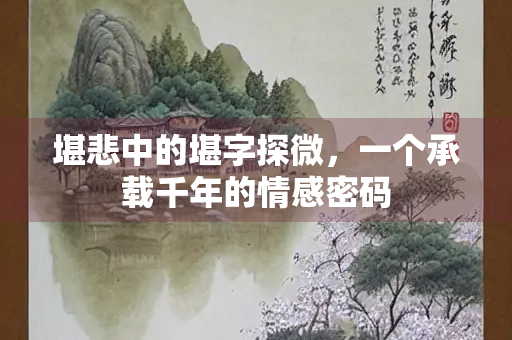 堪悲中的堪字探微，一个承载千年的情感密码
