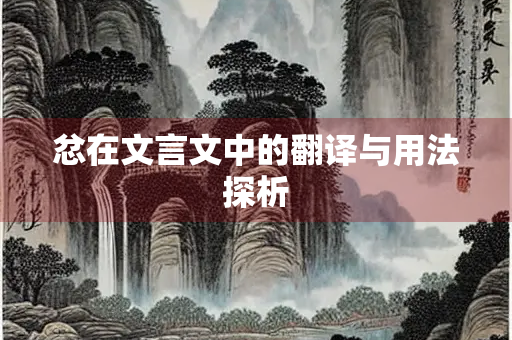 忿在文言文中的翻译与用法探析
