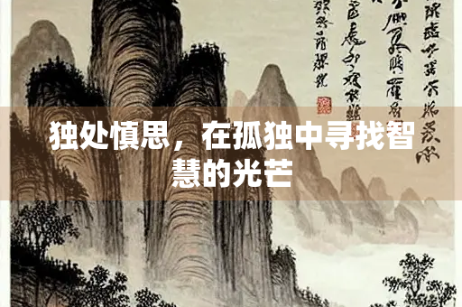 独处慎思，在孤独中寻找智慧的光芒
