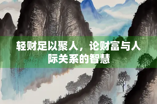 轻财足以聚人，论财富与人际关系的智慧